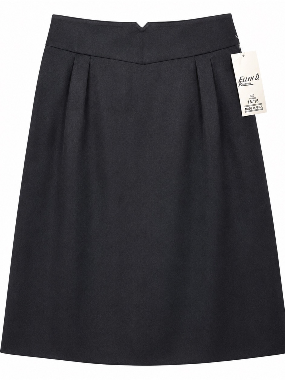Vintage Ellen-D Black A-Line Skirt with V-Notch Waistband